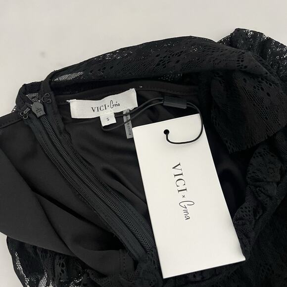 VICI X GINA Saige Sheer Lace Midi Dress Sz Small Whimsigoth Fairy Dark Romantic - Picture 3 of 11